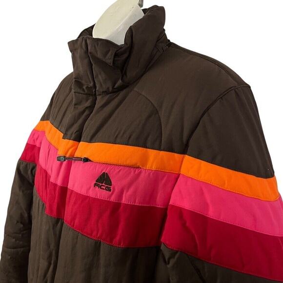 Nike Fit Storm ACG Womens Brown Pink Puffer Winter Jacket Coat Snowboard M - Picture 7 of 16